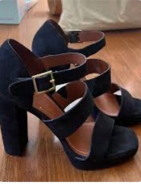 Elizabeth and James black suede platform heels